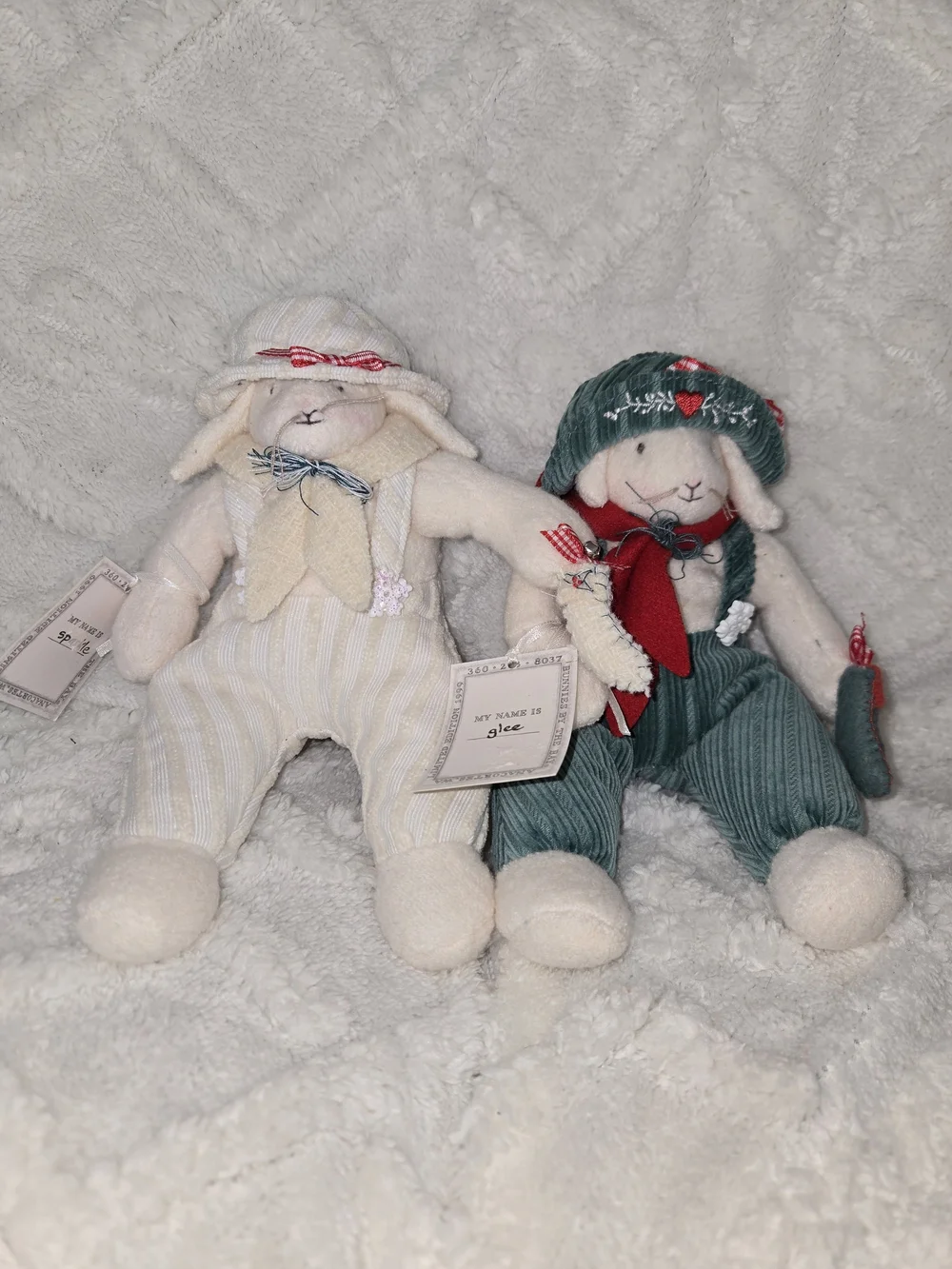 Bunnies By The Bay Plush Lamb Pair Holiday Stuffed Rabbit Cottagecore Decor